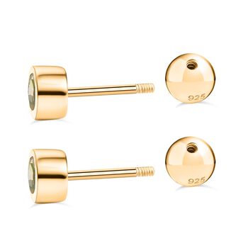 Nat&uuml;rliche, &auml;thiopische Welo Opal Ohrringe, 925 Silber 750 Gelbgold Vermeil - 0,35 ct.