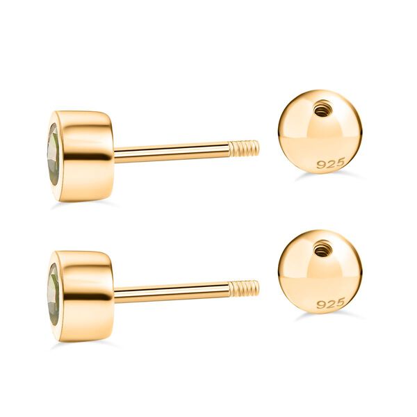 Nat&uuml;rliche, &auml;thiopische Welo Opal Ohrringe, 925 Silber 750 Gelbgold Vermeil - 0,35 ct. image number 4