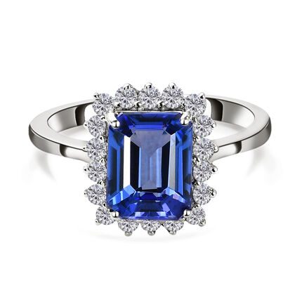 RHAPSODY AAAA Tansanit und Diamant-Ring, VS2 E-F, 950 Platin (Größe 17.00) ca. 3,04 ct