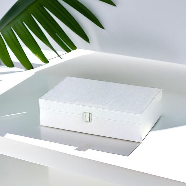 Premium Schmuckbox mit Silberpoliertuch, 32x20x8,7 cm, Wei&szlig; image number 10