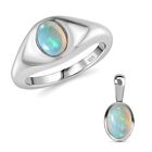 AA Natürlicher, äthiopischer Welo Opal Schmuckset 925 Silber rhodiniert (Größe 17.00) ca. 1.04 ct