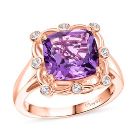 D'Joy AAA Rose De France Amethyst und Zirkon Ring - 4,35 ct.