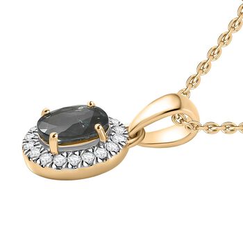 AAA Alexandrit, Wei&szlig;er Diamant Anh&auml;nger mit Kette, 585 Gold ca. 1.50 ct