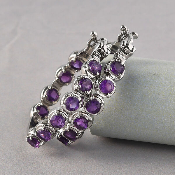 Afrikanische Amethyst-Creolen, Edelstahl ca. 4,78 ct image number 2