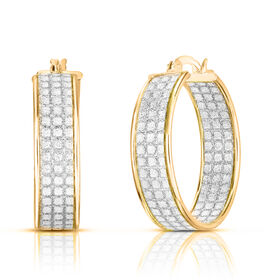 Inside-Out-Kreolen mit Pavé - Diamantoptik, 925 Silber vergoldet