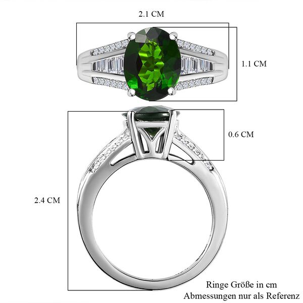Nat&uuml;rlicher Chromdiopsid, Moissanit Ringe 925 Silber platiniert (Gr&ouml;&szlig;e 16.00) ca. 3,28 ct image number 7