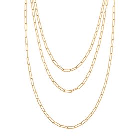 Mehrreihige Gliederkette im Paperclip-Design, Nickelfreies Messing, ca. 43 cm, Goldfarben