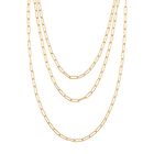 Mehrreihige Gliederkette im Paperclip-Design, Nickelfreies Messing, ca. 43 cm, Goldfarben