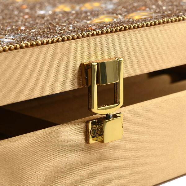 Schmuckbox bestickt mit Perlen und Pailletten, Gold image number 7
