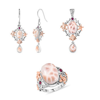 D&rsquo;Joy AA Natrolith und Rhodolith Granat Schmuckset