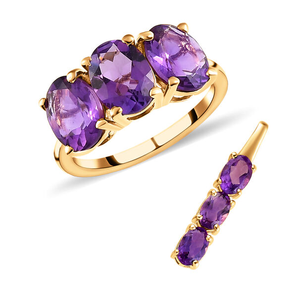 2er-Set afrikanischer Amethyst-Ring und Anh&auml;nger, 925 Silber vergoldet ca. 4,64 ct