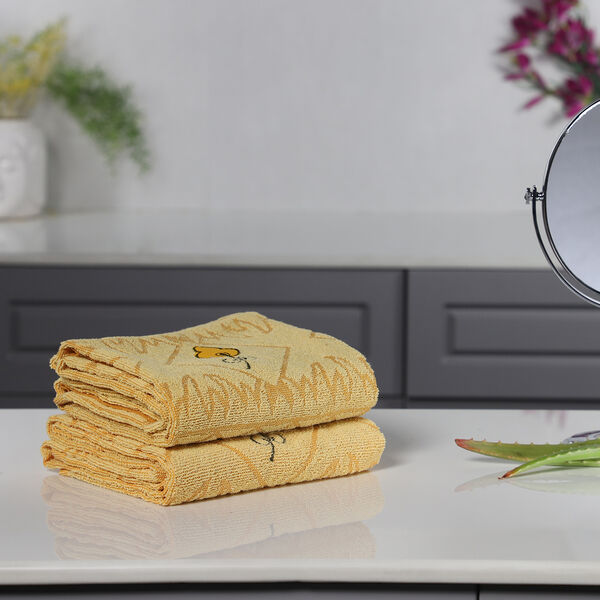 2er-Set Badetuch mit Stickerei, Beige image number 2