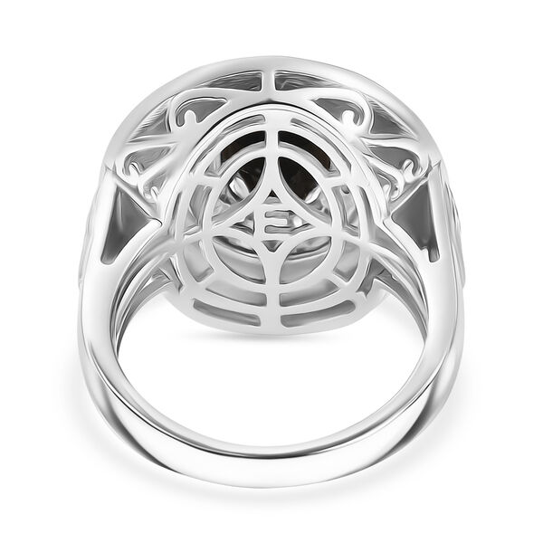 EVER TRUE AA Schwarzer Glasachat, Wei&szlig;er Zirkon Ring Nickelfreies Messing (Gr&ouml;&szlig;e 17.00) ca. 2,39 ct image number 5