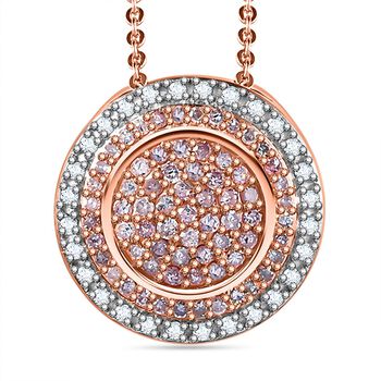 Nat&uuml;rlicher Rosa Diamant, Wei&szlig;er Diamant Anh&auml;nger mit Kette, 925 Silber Ros&eacute;gold Vermeil, ca. 0.50 ct