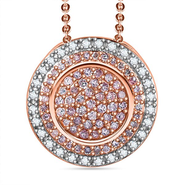 Nat&uuml;rlicher rosa und wei&szlig;er Diamant-Anh&auml;nger mit 50cm Kette - 0,50 ct.