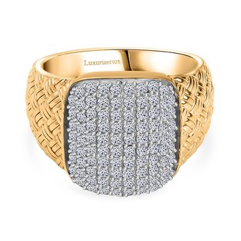 LUXURIANT DIAMOND - Lab Grown Diamant SI-GH SGL zertifiziert Ring 925 Silber 750 Gelbgold Vermeil (Gr&ouml;&szlig;e 17.00) ca. 1,00 ct