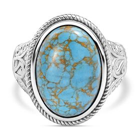 Blauer Türkis Ring, Edelstahl (Größe 20.00) ca. 9.97 ct