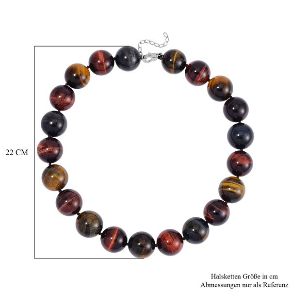 Mehrfarbiges Tigerauge Halskette (18-20 mm) ca. Flexibles cm 925 Silber rhodiniert ca. 1000,00 ct. image number 3