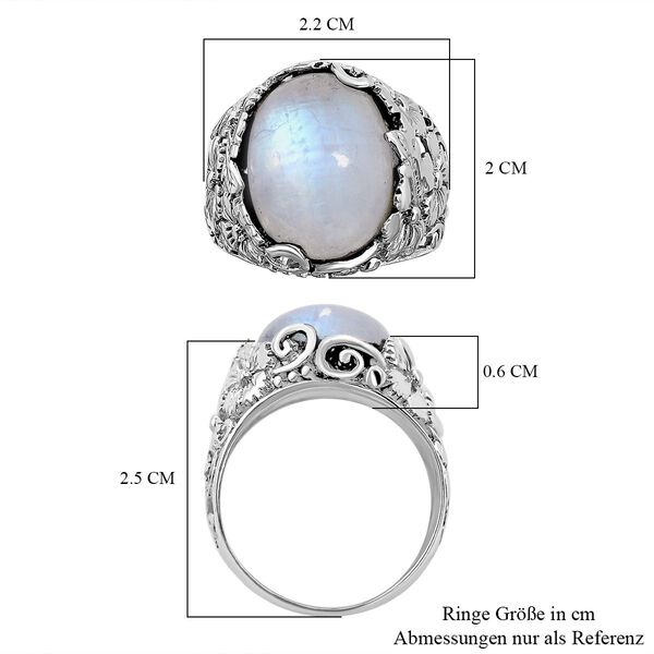Royal Bali Kollektion- Regenbogen Mondstein Cocktail Ring image number 6