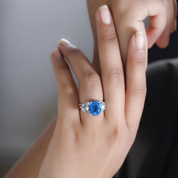 Karibik Quarz und weißer Topas-Ring - 7,01 ct. image number 3