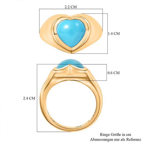 AA Amerikanischer nat&uuml;rlicher Sleeping Beauty T&uuml;rkis Ring, 925 Silber 750 Gelbgold Vermeil (Gr&ouml;&szlig;e 20.00) ca. 2.93 ct image number 7