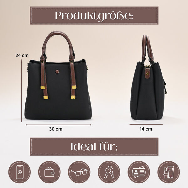 Vielseitige Umhängetasche aus echtem Leder mit abnehmbarem Schulterriemen, 30x14x24 cm, Schwarz image number 6
