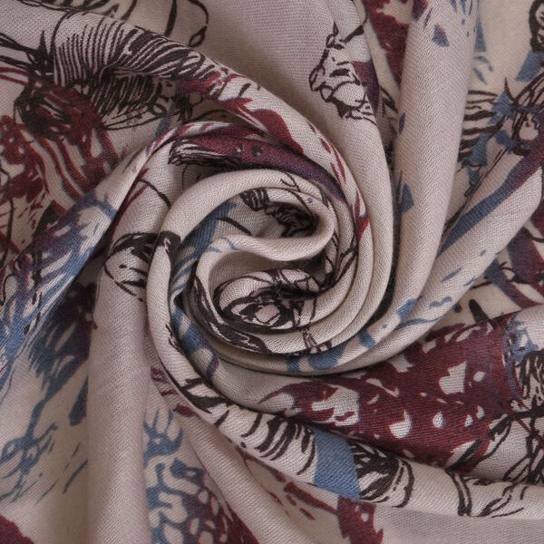 Wolkenweicher Schal mit Abstraktmuster, Nude image number 5