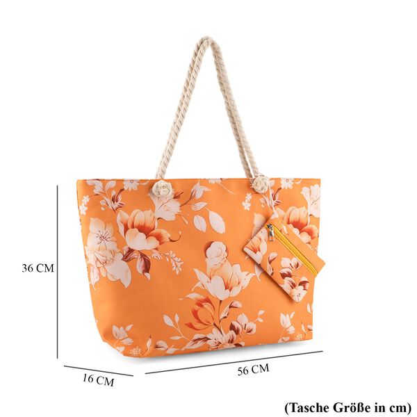 Leopardenmuster Shopper Set 2-teilig Gro&szlig;e Tragetasche 56 x 36 x 16 cm mit Rei&szlig;verschluss Etui 15 x 12 cm, Orange image number 7