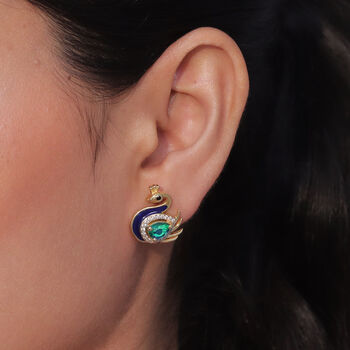 D'Joy Pfau Triplett Quarz, schwarze Spinell und Zirkon Ohrringe - 2 ct.