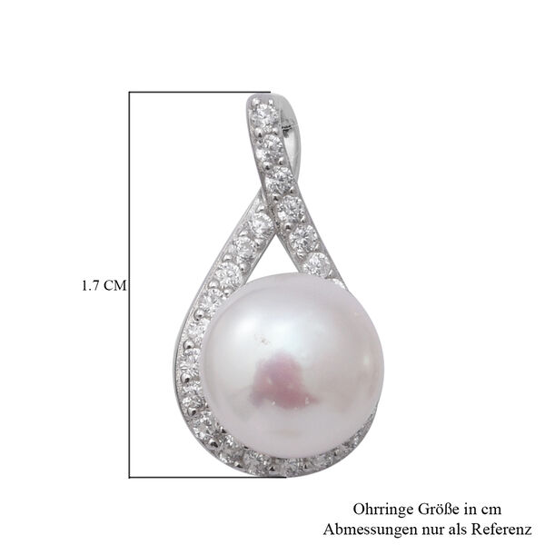 Wei&szlig;e S&uuml;&szlig;wasser Perle und Simulierter Wei&szlig;er Diamant Ohrh&auml;nger 925 Silber rhodiniert ca. 0,91 ct&nbsp; image number 4