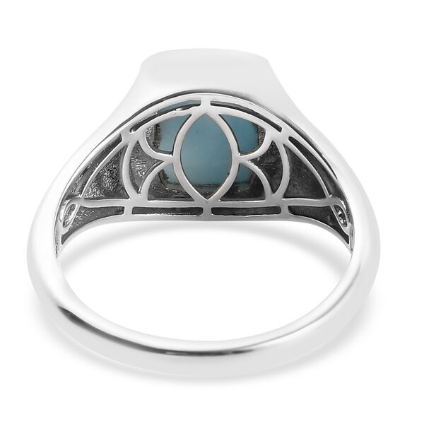 Larimar Solitär Herren Ring 925 Silber Platin-Überzug image number 5