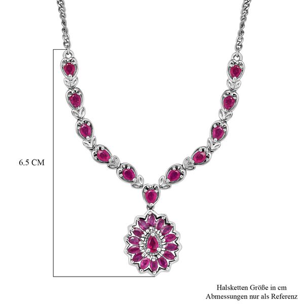 Afrikanischer Rubin (Fissure gefüllt) Halskette ca. 45 cm 925 Silber platiniert ca. 3,13 ct. image number 6