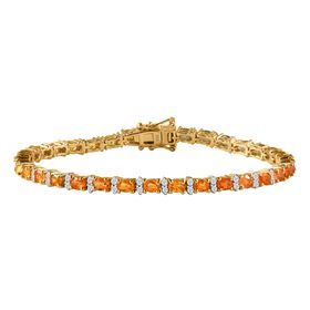 Orange Saphir und Zirkon Armband, 19 cm - 8,98 ct.