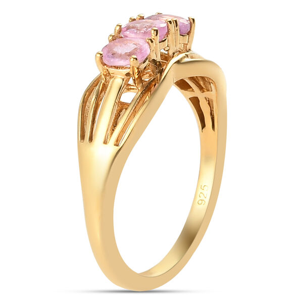 Fissure gef&uuml;llt rosa Saphir 3 Stein Ring 925 Silber vergoldet  ca. 0,76 ct image number 5