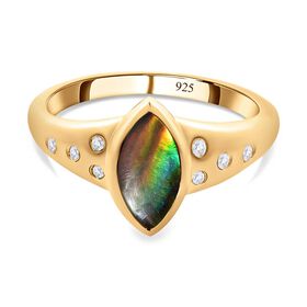 Ammolit und weißer Zirkon-Ring - 1,18 ct.