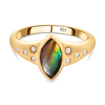 Ammolit und wei&szlig;er Zirkon-Ring - 1,18 ct.