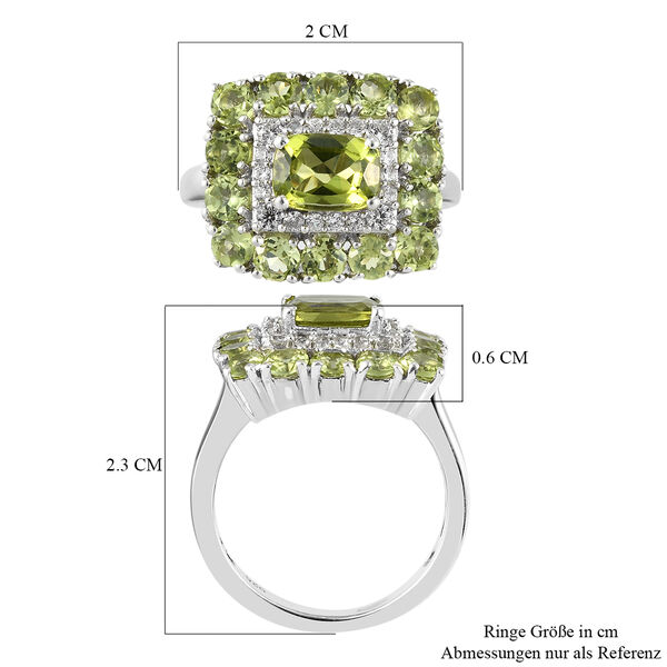 Nat&uuml;rlicher Peridot und Zirkon-Ring, 925 Silber platiniert  ca. 3,22 ct image number 7
