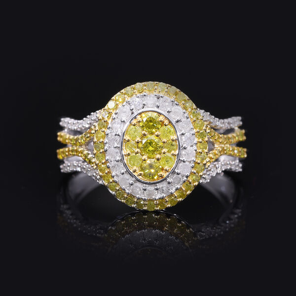 Gelber und wei&szlig;er Diamant Ring  - 0,99 ct. image number 8