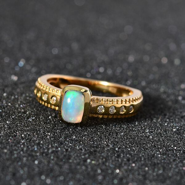 AA natürlicher, äthiopischer Welo Opal und Zirkon-Ring - 0,53 ct. image number 3