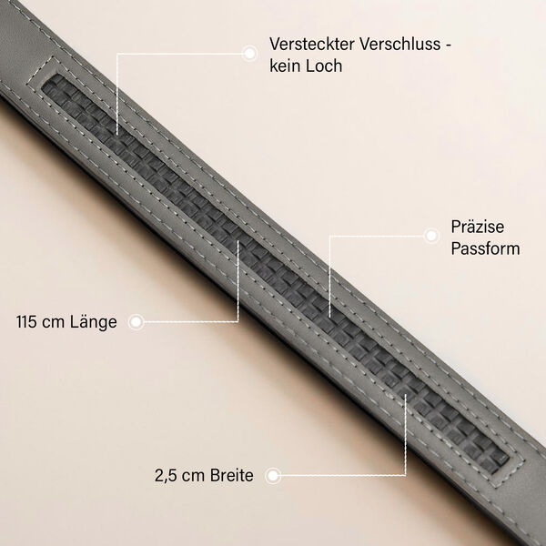 Automatik-Schnallen Lederg&uuml;rtel, Grau image number 5