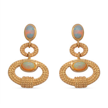 Nat&uuml;rlicher &Auml;thiopischer Opal Ohrringe 925 Silber vergoldet ca. 1,44 ct