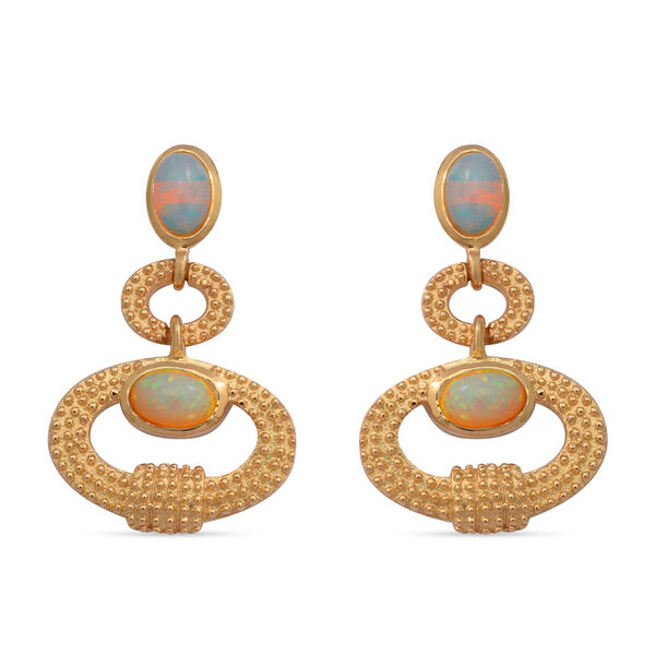 Nat&uuml;rlicher &Auml;thiopischer Opal Ohrh&auml;nger 925 Silber vergoldet ca. 1,44 ct&nbsp;