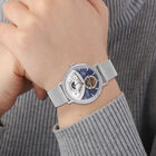 GENOA - Mondphasenuhr mit Schwungrad, Automatikwerk, blaues Ziffernblatt mit Milanese Armband im Silberton, wasserdicht image number 2