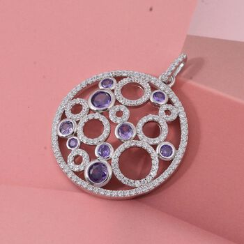 LUSTRO STELLA - Lila Zirkonia Anh&auml;nger 925 Silber rhodiniert