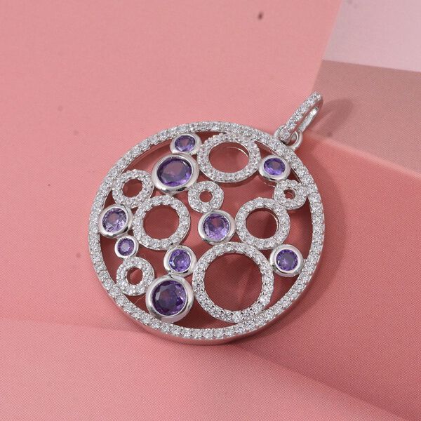 LUSTRO STELLA - Lila Zirkonia Anhänger 925 Silber rhodiniert image number 2