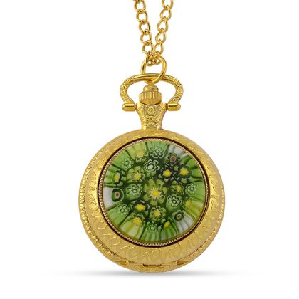 EXKLUSIVES ANGEBOT STRADA SPINNING Uhr Gr&uuml;nes Murano-Stil Glas mit Japanisches Uhrwerk 91.4 cm