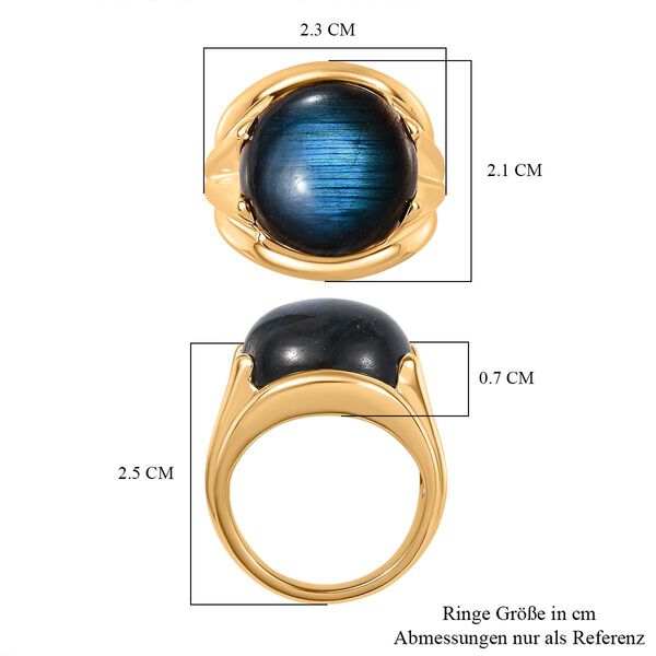 GP Art d&eacute;co Kollektion- AAA Labradorit und Kanchanaburi blauer Saphir-Ring- 14,40 ct. image number 8