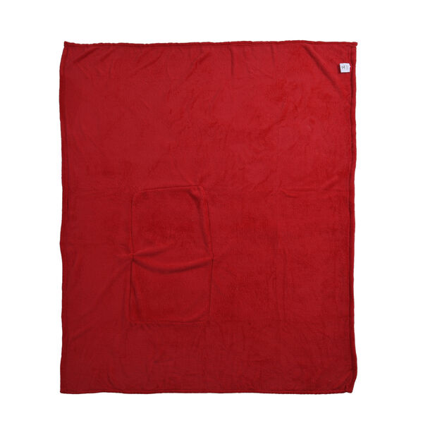 2 in 1 Fleece Reisedecke 127x152 cm und Kissen 30x30 cm, Rot image number 4