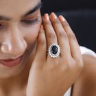 Schwarzer Stern Diopsid, weißer Zirkon Ring, 925 Silber platiniert, (Größe 21.00) ca. 9.79 ct image number 2
