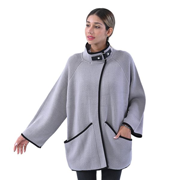 TAMSY: Strick-Mantel f&uuml;r Damen mit Schnalle, Hellgrau&nbsp; image number 3
